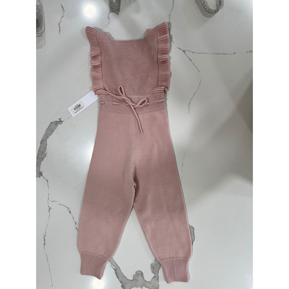 Holley Sage Knit‎ Jumpsuit Size 6 Ruffle Sleeves Pink Romper Kids Apparel NWT